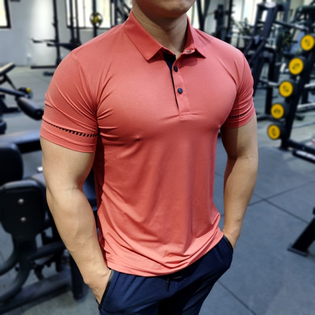 Collared Slim Fit Gym T-Shirts - Polyester